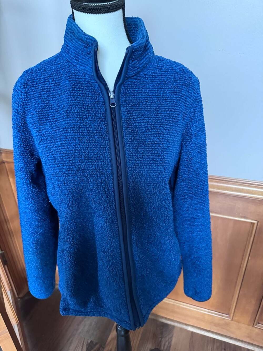 Faded Glory Full Zip Fleece Jacket Size S Baltic Sea Blue